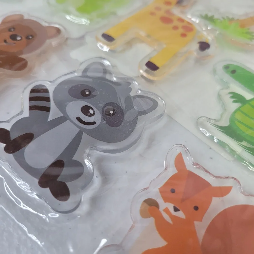 Jungle Gel Animal Party‎ Decorations Supplies Safari Puffy Zoo Stickers Set New